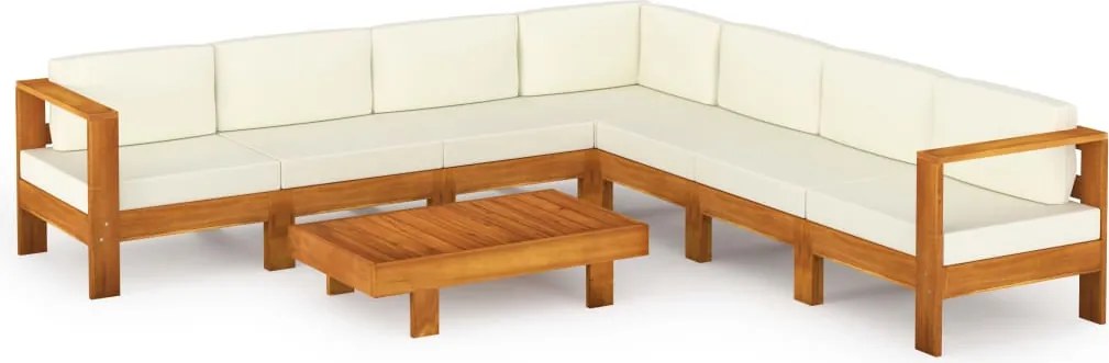 vidaXL 8 darabos akácfa kerti pihenőgarnitúra párnákkal 100 x 60 cm