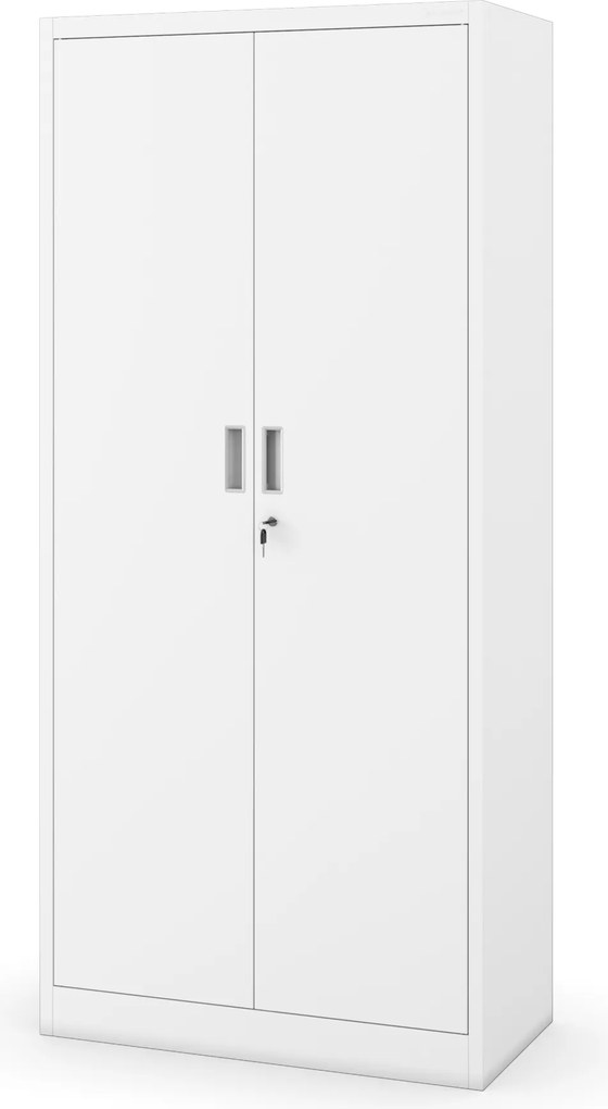 4 polcos fém irodai szekrény, fehér, 1750x800x400 mm: JAN Compact