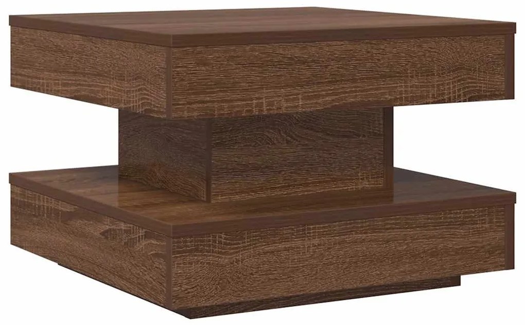 barna tölgy dohányzóasztal 360 fokban forgatható 50x50x34,5 cm
