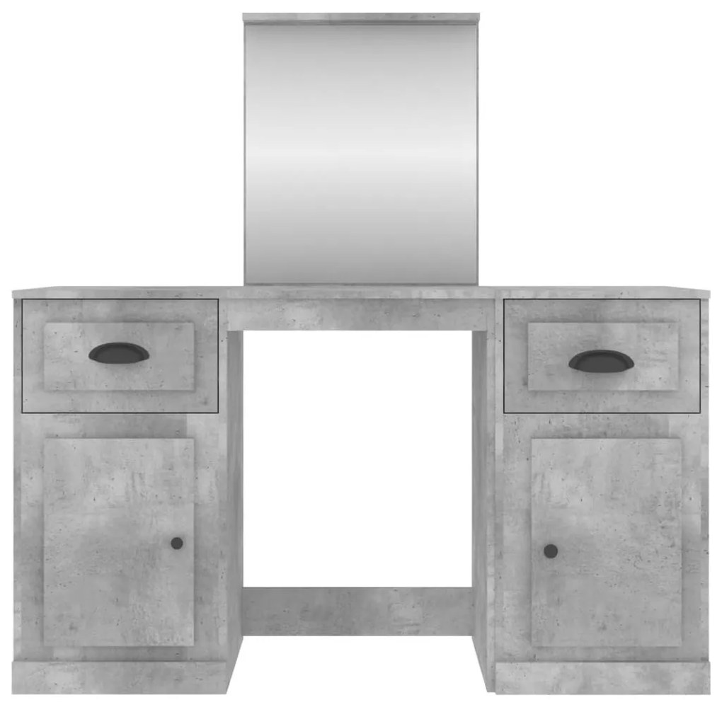 betonszürke fésülködőasztal tükörrel 130 x 50 x 132,5 cm