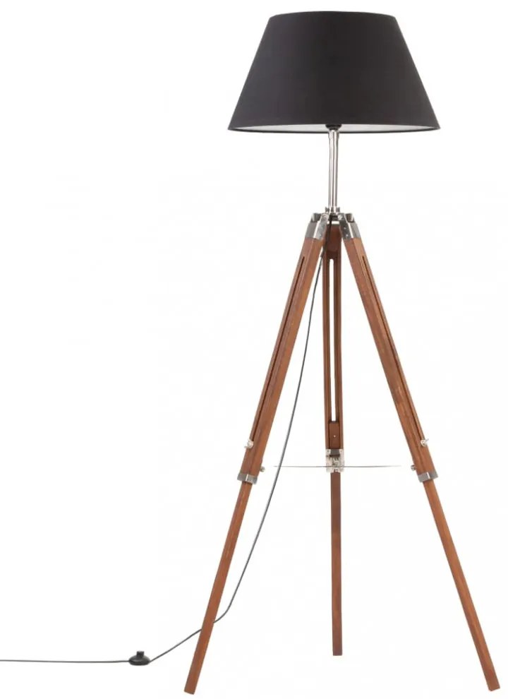 mézbarna-fekete háromlábú tömör tíkfa állólámpa 141 cm
