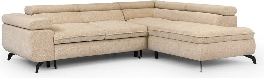 Bézs zsenília sarokkanapé (jobb oldali-L alakú) Marbeya – Ropez