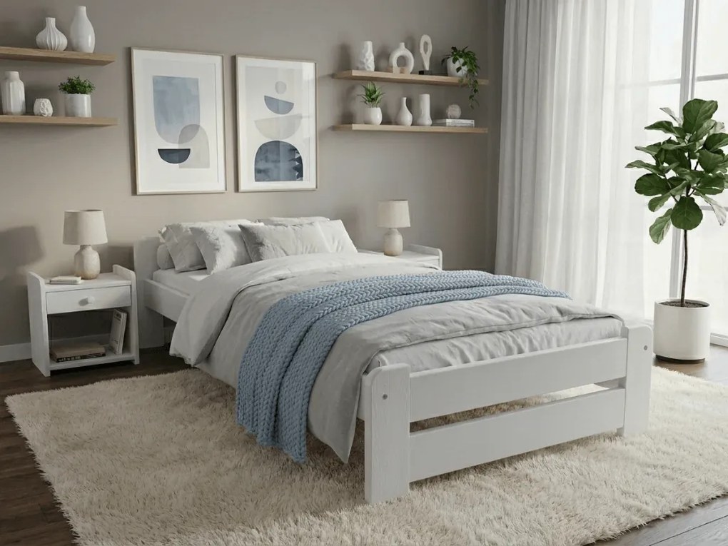 Emily ágy 80x200 cm, fehér Ágyrács: Lamellás ágyrács, Matrac: Coco Maxi 20 cm matrac