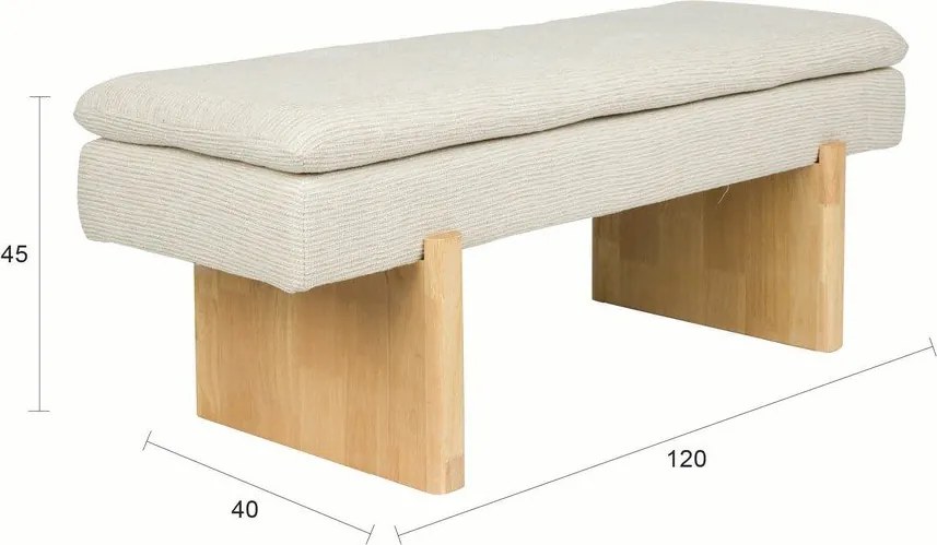 Krémszínű párnázott pad Jappo – White Label