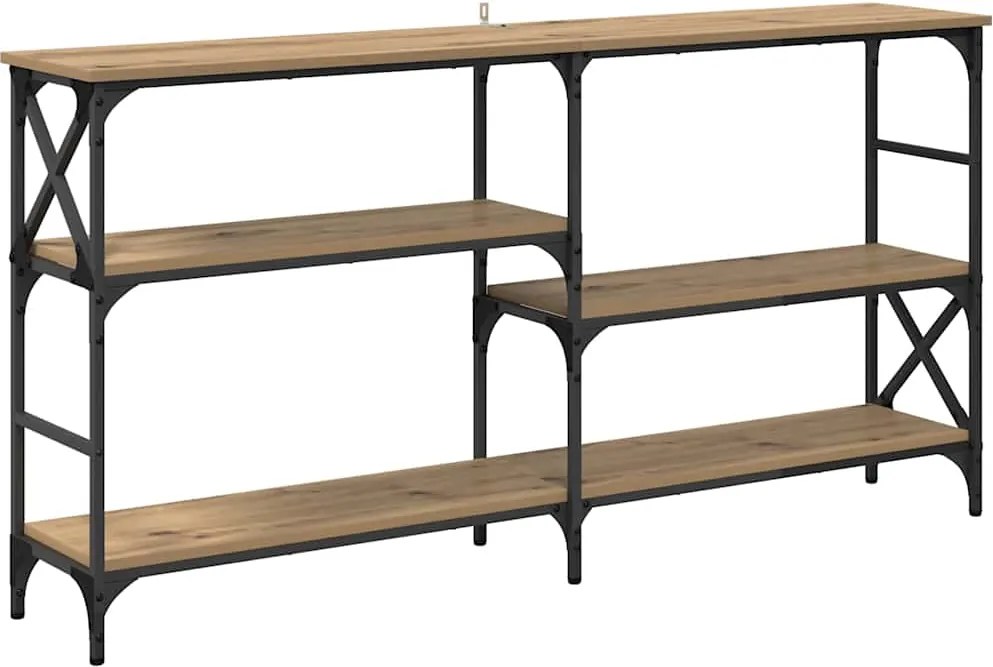 vidaXL Konzolasztal polcokkal Artisan tölgy 150 x 29 x 76,5 cm Faanyag