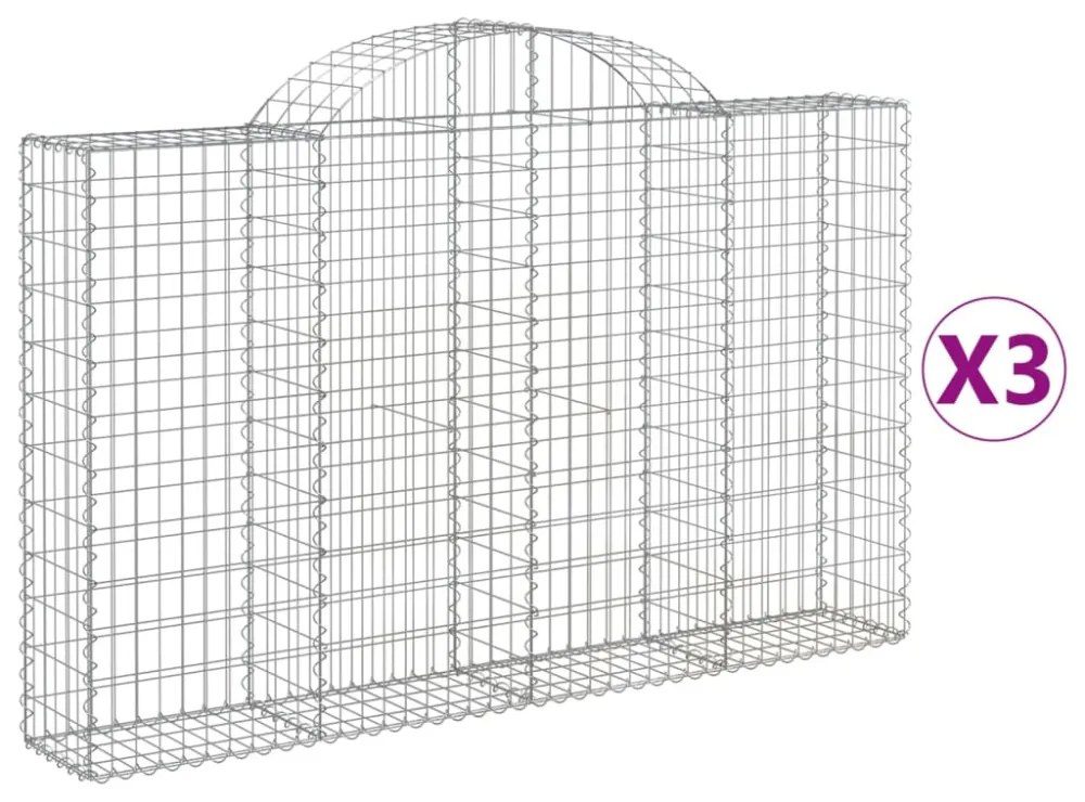 3 db íves horganyzott vas gabion kosár 200x30x120/140 cm