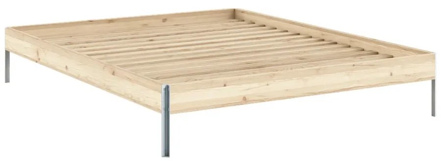 Natúr színű borovi fenyő franciaágy ágyráccsal 160x200 cm Core – Karup Design
