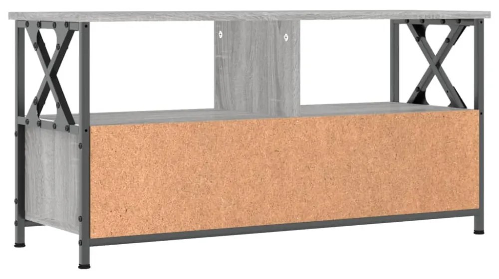 szürke sonoma színű szerelt fa és vas TV-szekrény 90x33x45 cm