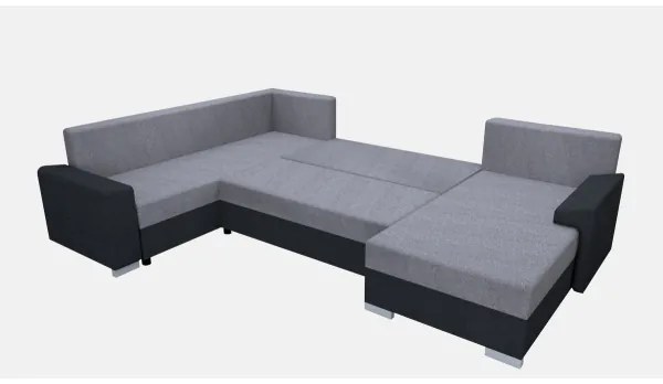 OXFORD kárpitozott, univerzális U-alakú kihúzható ülőgarnitúra, fekete/szürke