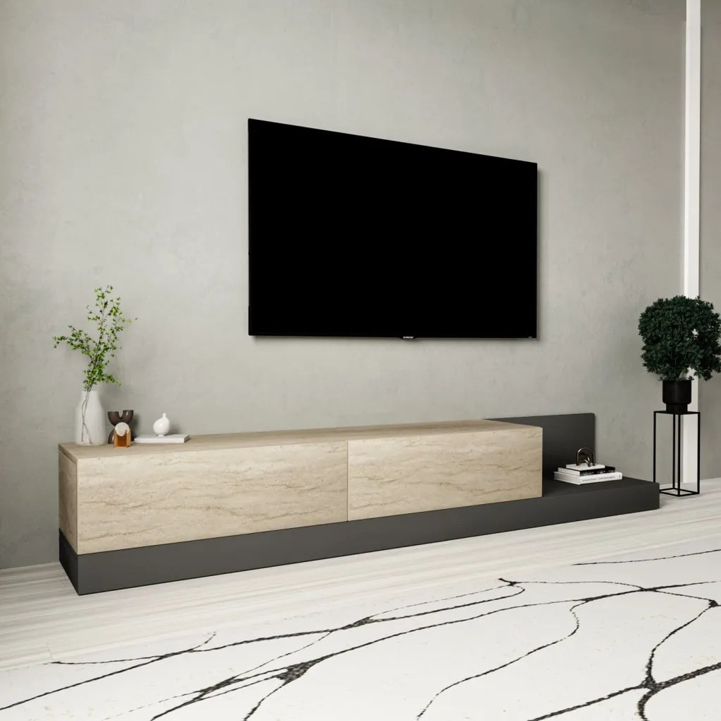 Major TV-állvány, travertin-antracit, 180 cm