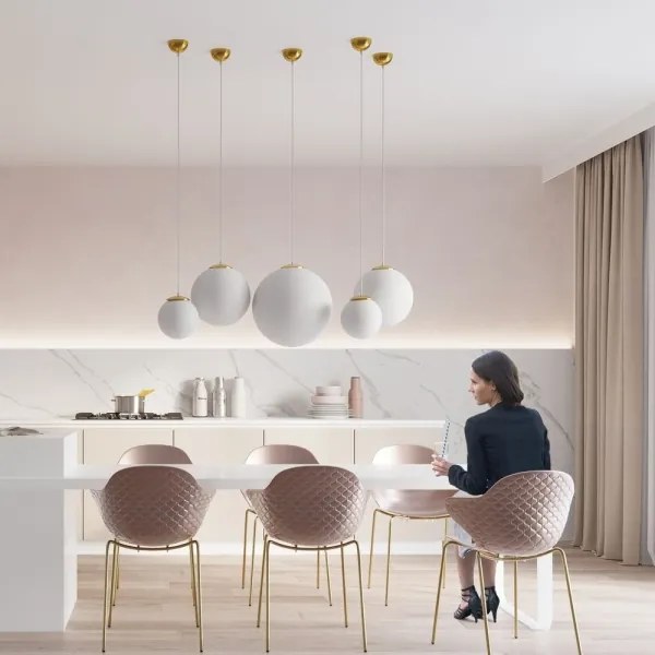 Sollux SL.0717 - TOYA kábelre függesztett csillár 1xE27/60W/230V, Ø 40 cm, fehér/arany