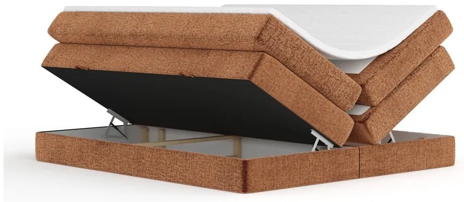 Narancssárga ágyneműtartós boxspring ágy ágytámla nélkül 160x200 cm Juniper – Maison de Rêve
