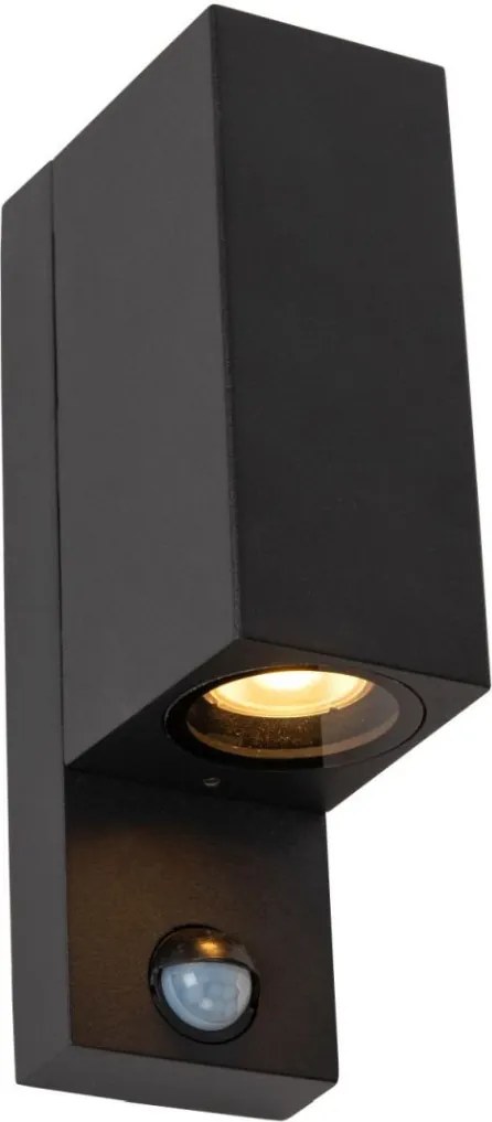 LUCIDE 69802-02-30 ZARO Fali Lámpa Mozgásérzékelővel Fekete GU10 IP44