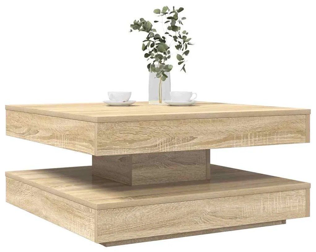 sonoma tölgy dohányzóasztal 360 fokban forgatható 70x70x34,5 cm