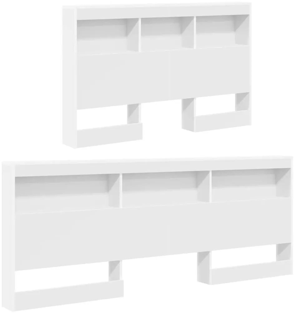 Tároló fejtámla polcokkal fejtámlával Fehér 120 cm Faanyag