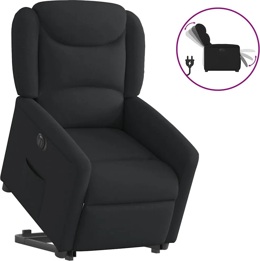 vidaXL elektromos felállást segítő fekete szövet dönthető fotel