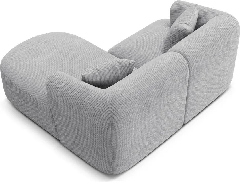 Világosszürke kordbársony sarokkanapé (jobb oldali-heverő résszel) Campi – Cosmopolitan Design