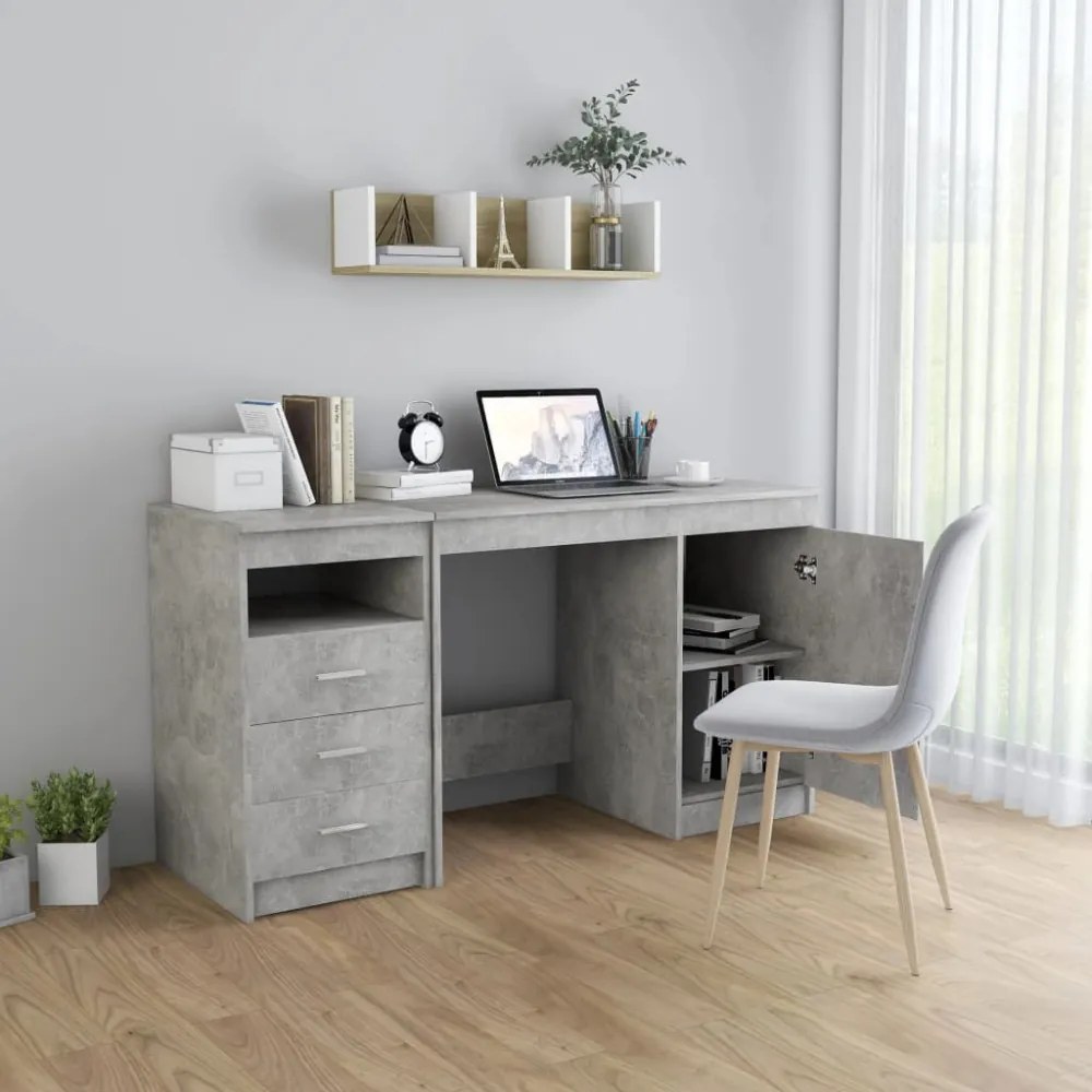 betonszürke szerelt fa íróasztal 140 x 50 x 76 cm