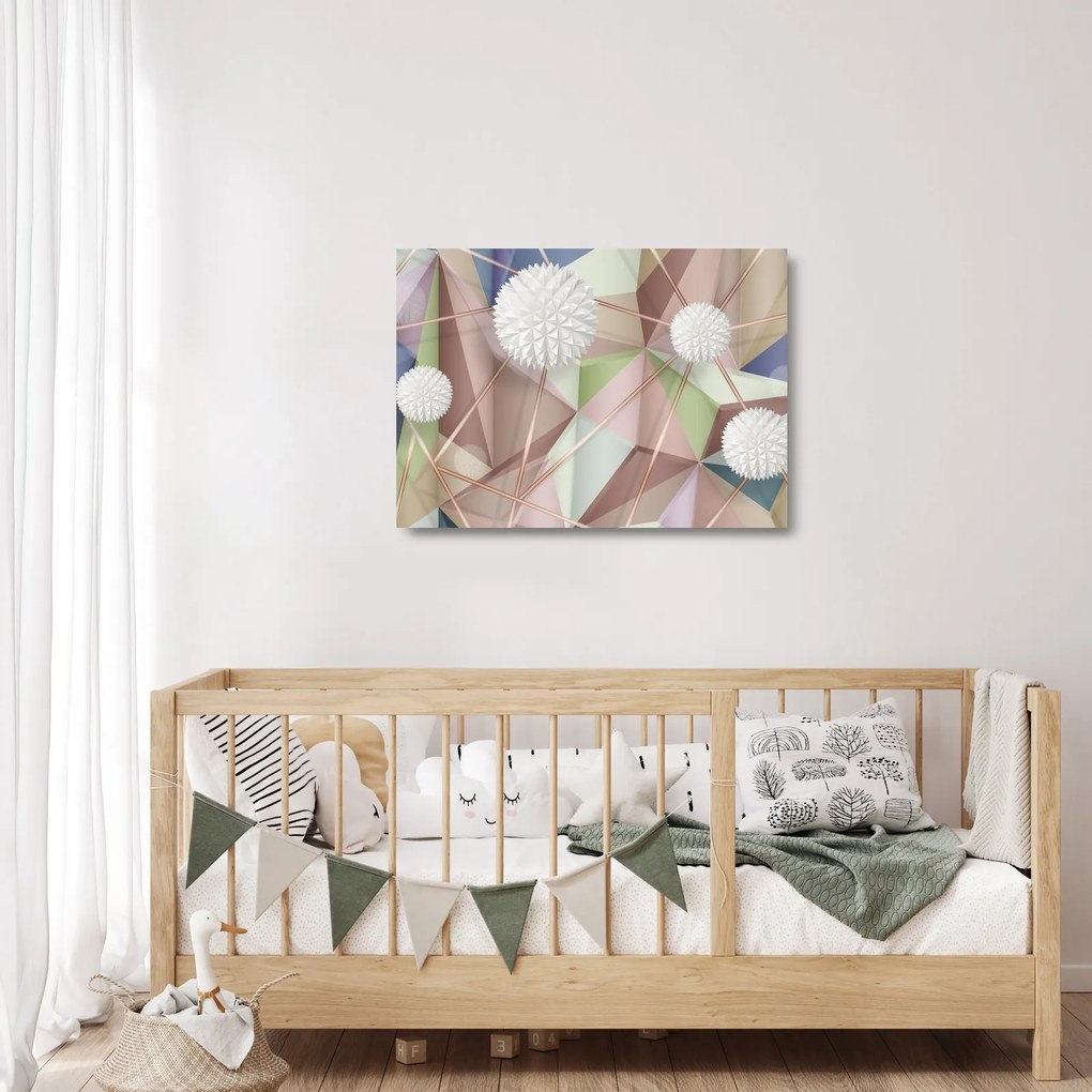 Kép - 3D absztrakció pasztell színekben (üvegen) (70x50 cm)