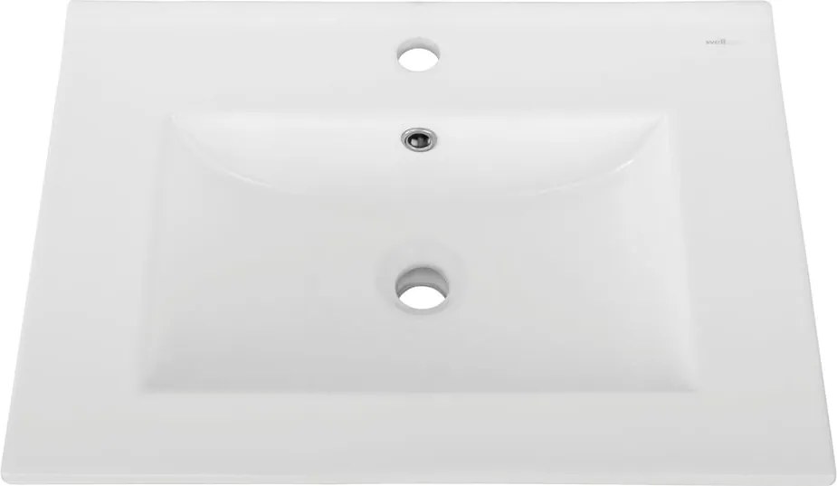 Natúr színű fali szekrény mosdókagyló nélkül, tölgyfa dekorral 60x52 cm Wisla – Støraa