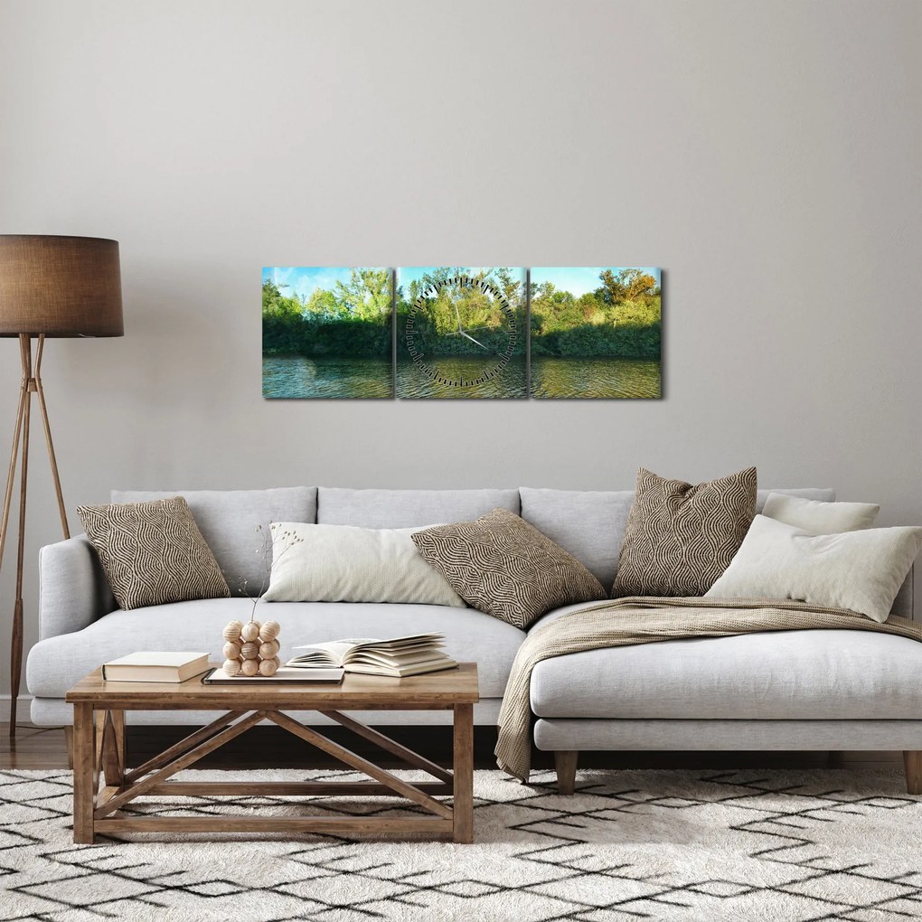 Kép - tó (órával) (90x30 cm)