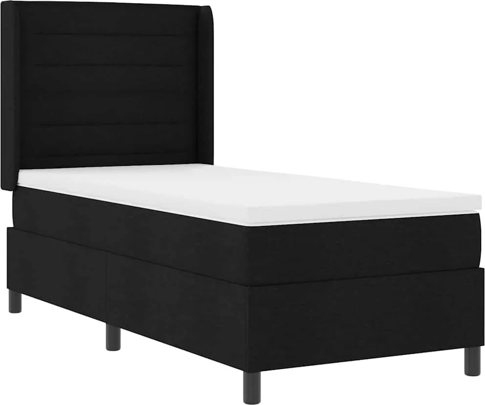 vidaXL LED Box Spring Ágy matracmal Fekete 80 x 200 cm szövet