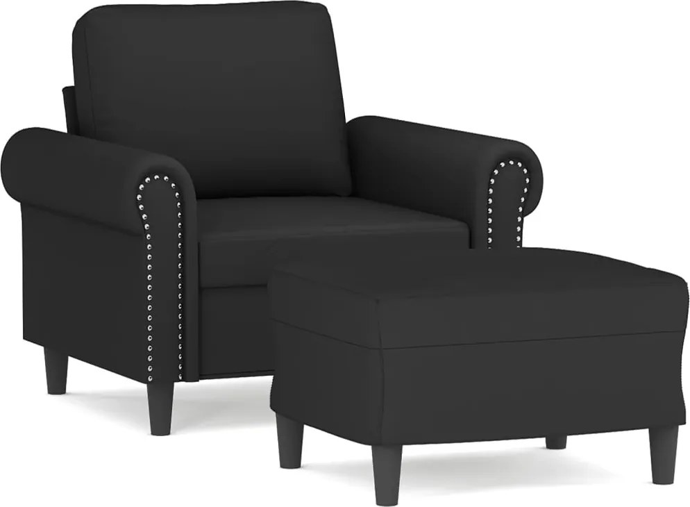 vidaXL fekete bársony kanapéfotel lábtartóval 60 cm
