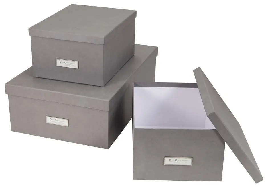 Inge 3 db-os szürke tárolódoboz szett - Bigso Box of Sweden
