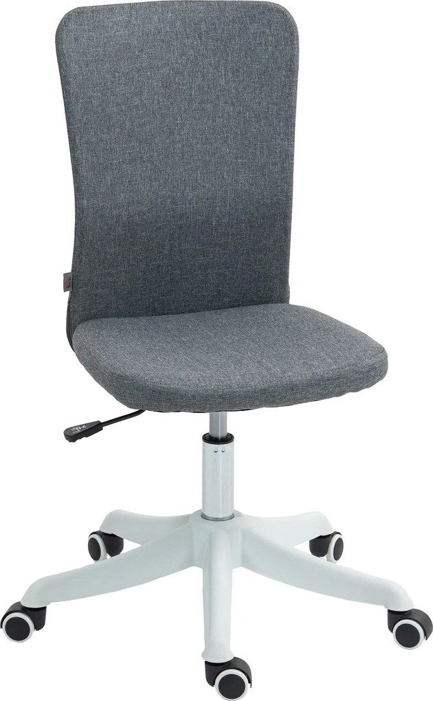 HOMCOM Karfa Nélküli Forgószék Irodai Szék Mesterséges Vászonnal Kárpitozva, Magasságállító Funkcióval, 120 kg Terhelhetőség, Szürke | Aosom