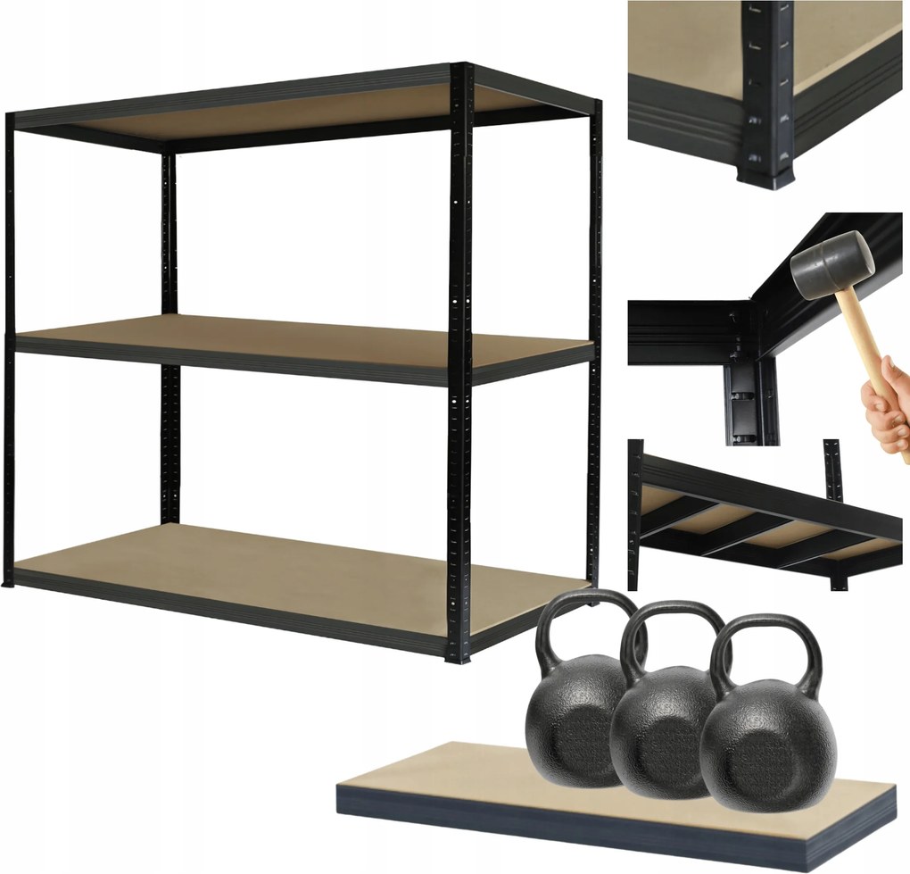 Tárolószekrény fém Black Helios 106x75x30cm 3Px350kg Pl