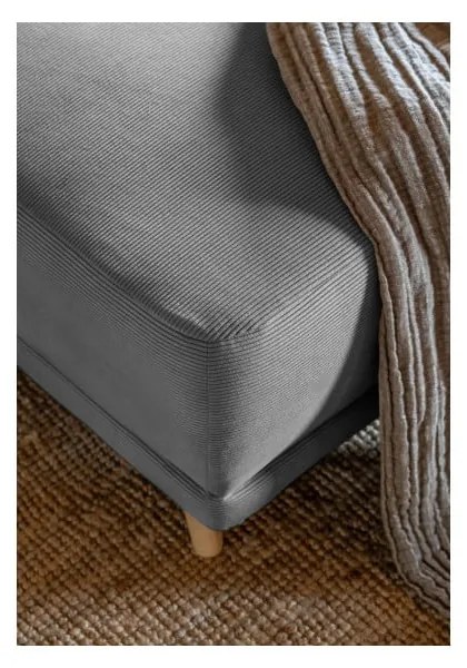 Szürke kordbársony kinyitható sarokkanapé (variálható) Lazy Lukka – Miuform