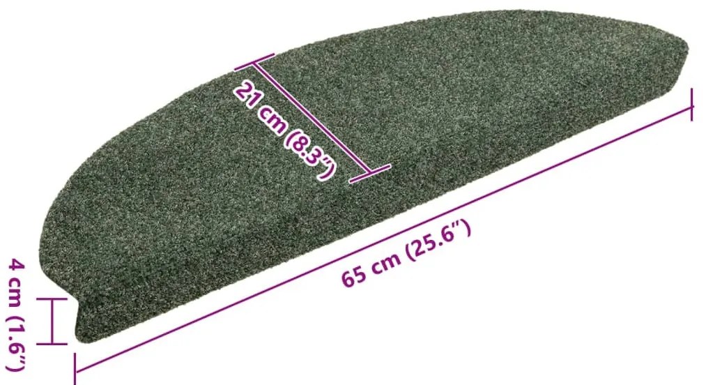 10 db zöld tűlyukasztott öntapadó lépcsőszőnyeg 65 x 21 x 4 cm