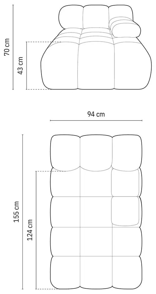 Bézs buklé kanapé modul (jobb oldali) Bellis – Micadoni Home