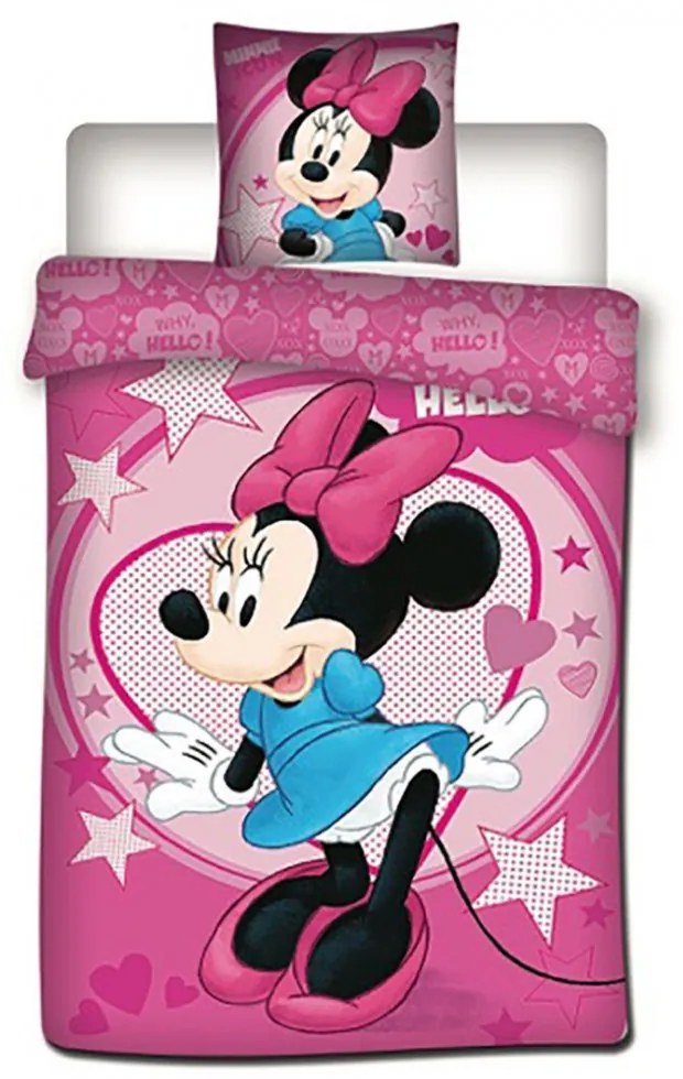 Disney Minnie ágyneműhuzat 140x200cm 63x63cm microfibre (pink)