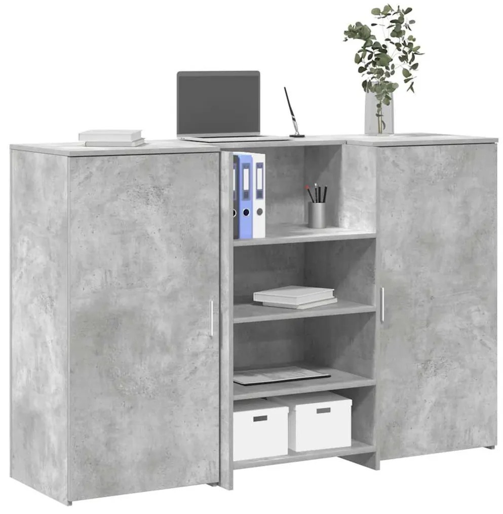 recepciós pult betonszürke 155x50x103,5 cm szerelt fa