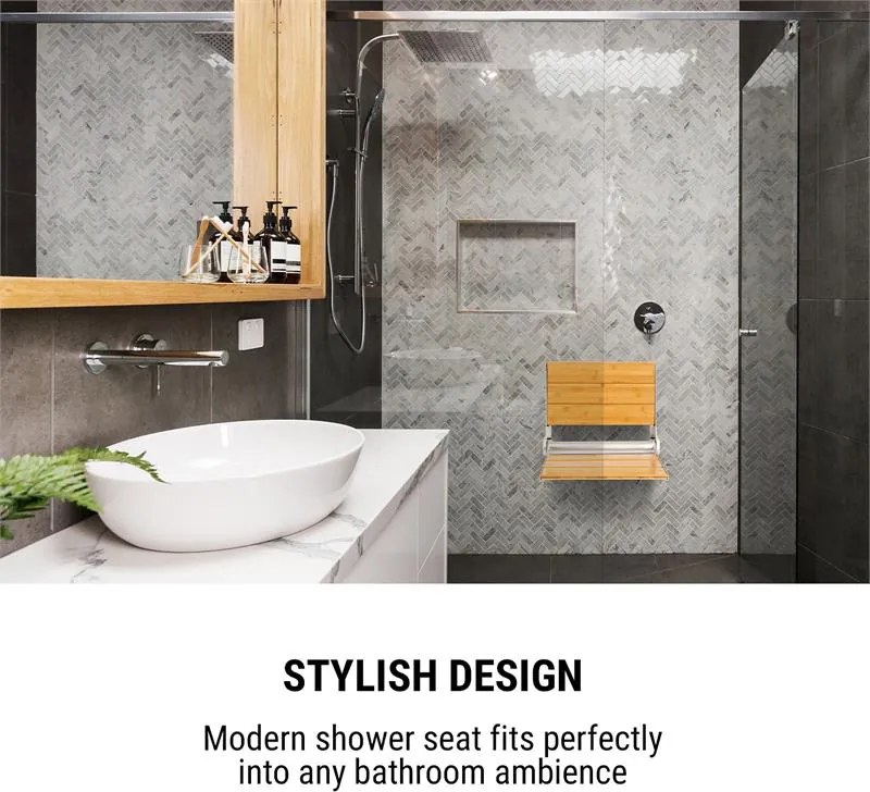 OneConcept Arielle, zuhanyszék, bambusz, alumínium, lehajtható, teherbírás max. 160 kg, fa