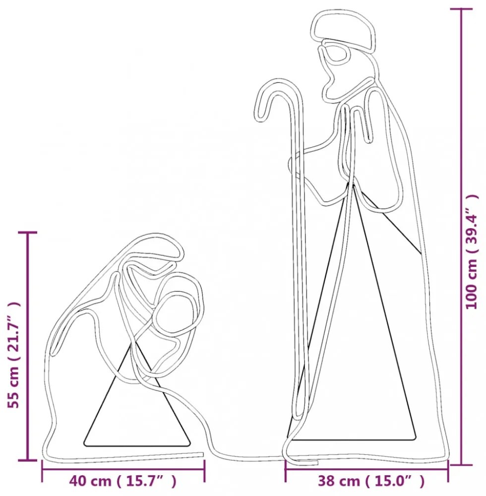 karácsonyi Mária és József figura 264 LED-del 40x55 / 38x100 cm