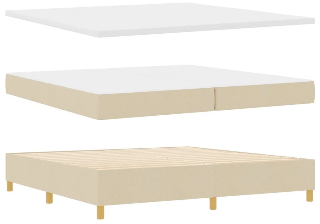 Boxspring Ágy Mattal és Pad Krém 200x200 cm Szövet