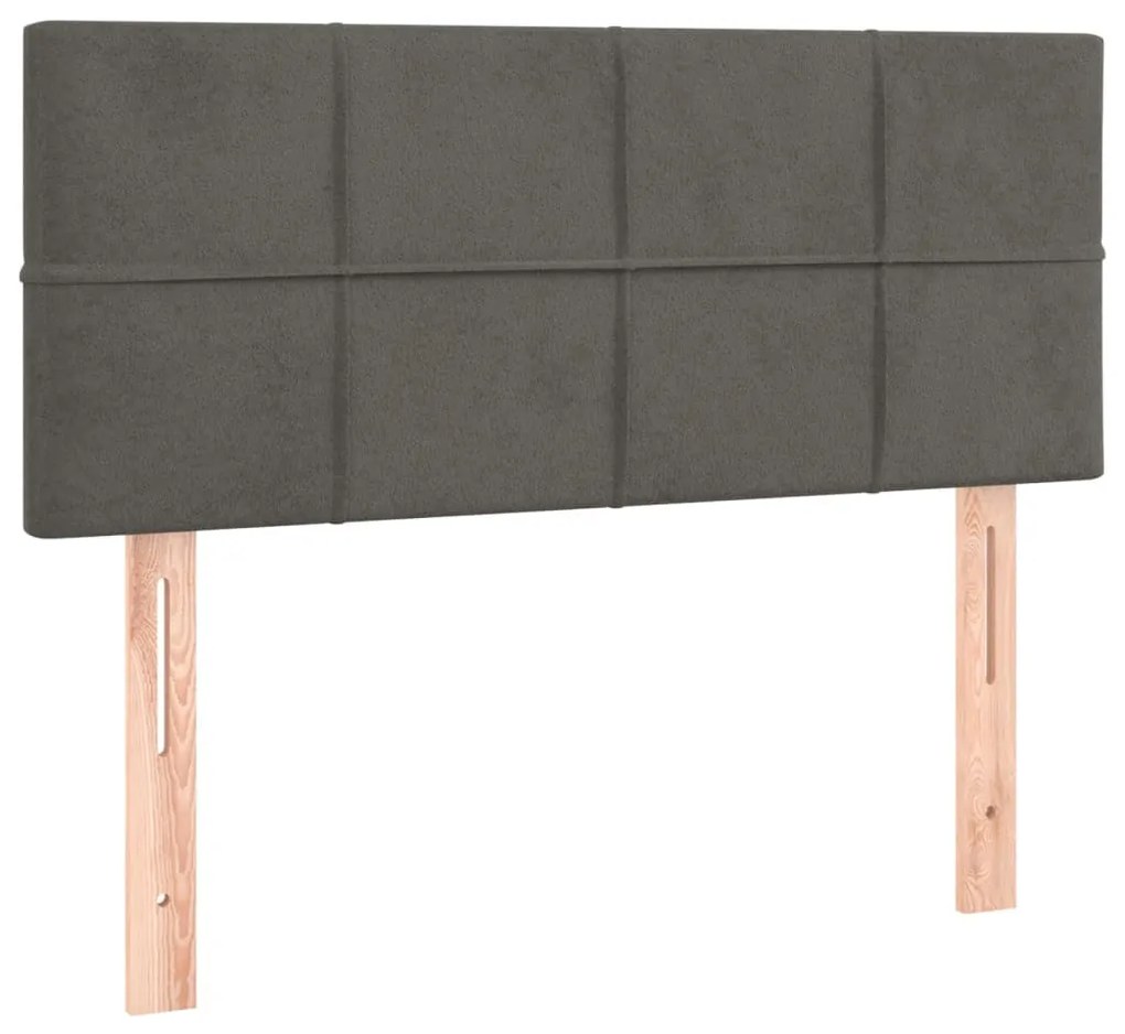 sötétszürke bársony rugós ágy matraccal 90 x 200 cm