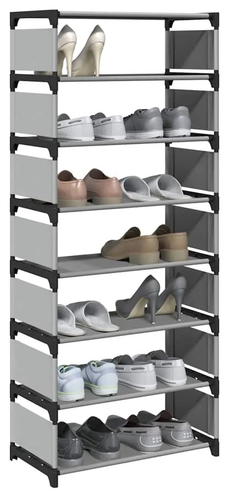 fekete nem szőtt szövetből cipőállvány 8 szintes 54x28x124 cm
