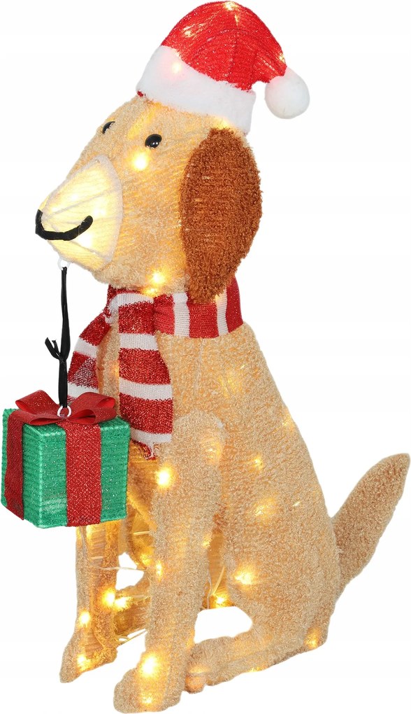 Karácsonyi dekoráció: Világító karácsonyi kiskutya 74 LED-del (84J-142V90YL)