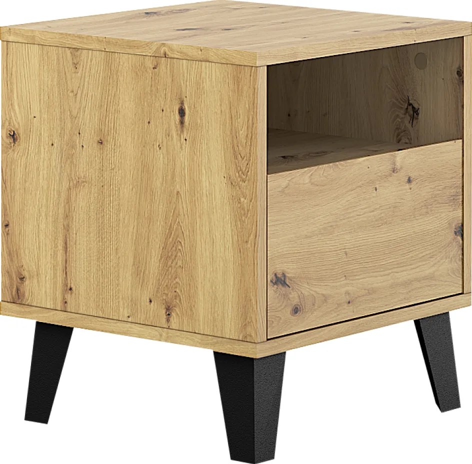 Éjjeliszekrény, artisan tölgy, BOGAN NEW 1S