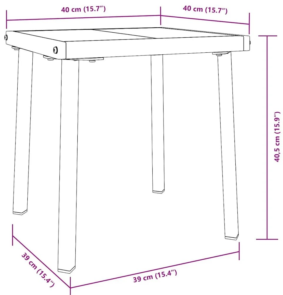 Napozóágy asztallal 2 pcs Fekete, Fehér 40 x 40 x 40.5 cm