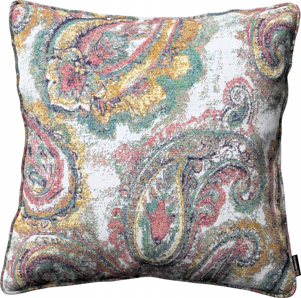 Párnahuzat 60x60 többszínű paisley krémszínű alapon