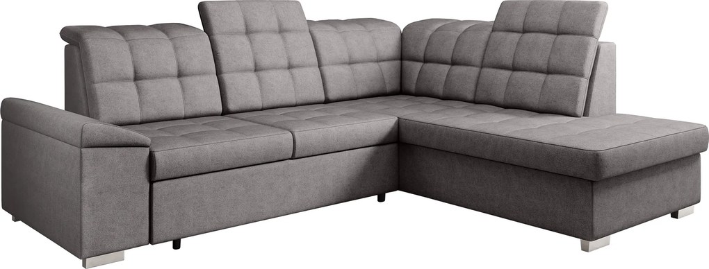 Kinyitható ülőgarnitúra, barnásszürke, jobbos, OREO ROH