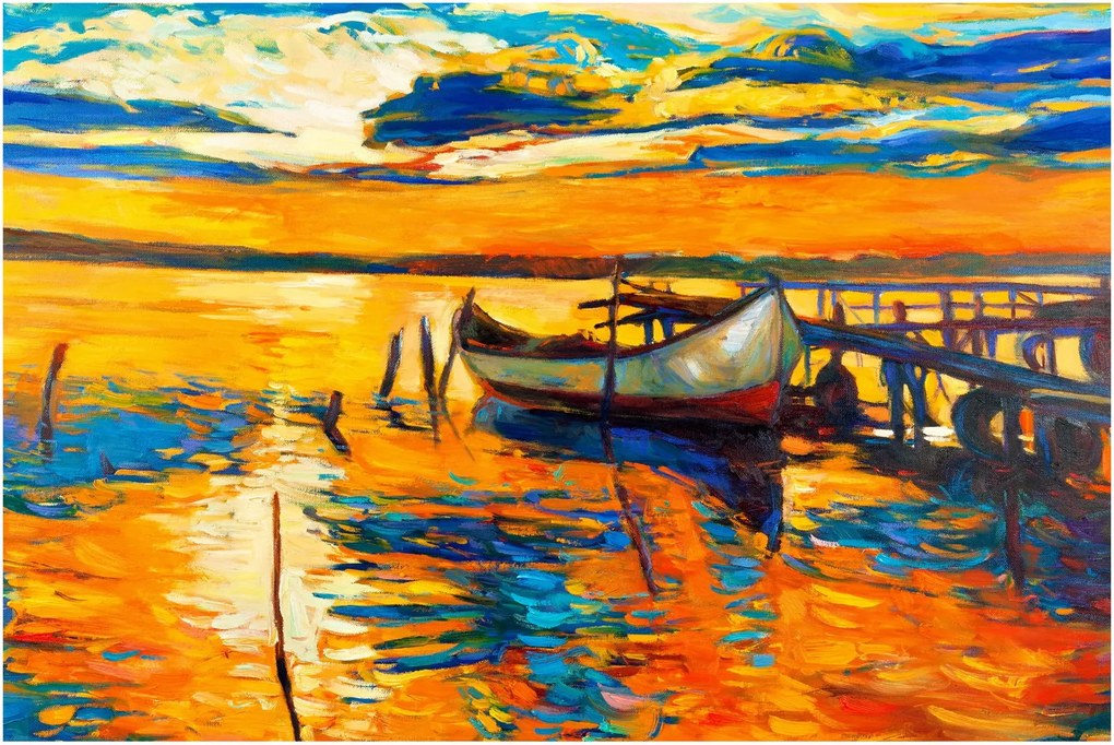 Kép - Hajó naplementekor (90x60 cm)