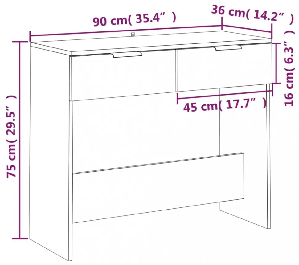 betonszürke szerelt fa tálalóasztal 90 x 36 x 75 cm