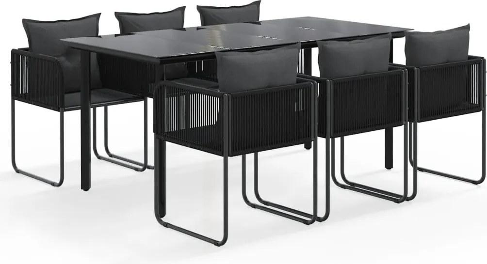 vidaXL 7 részes fekete kerti étkezőgarnitúra