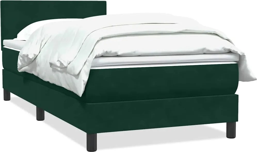 vidaXL sötétzöld bársony rugós ágy matraccal 80x220 cm