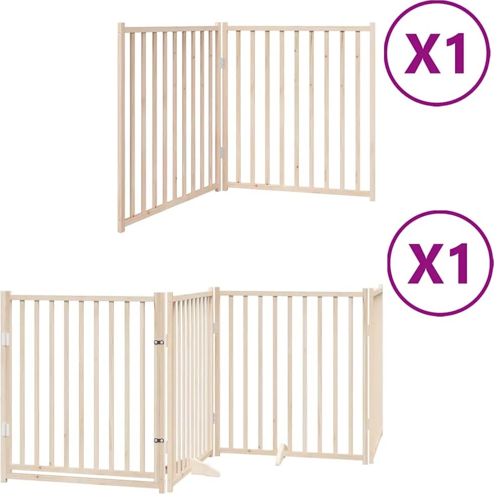 vidaXL nyárfa 6 paneles összecsukható kutyakapu ajtóval 480 cm